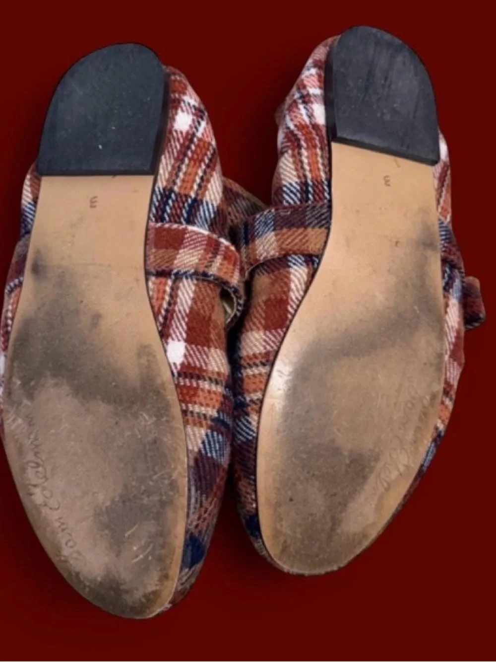 Sam Edelman Plaid Bow Mary Jane Shoes - Brown Blue Cream